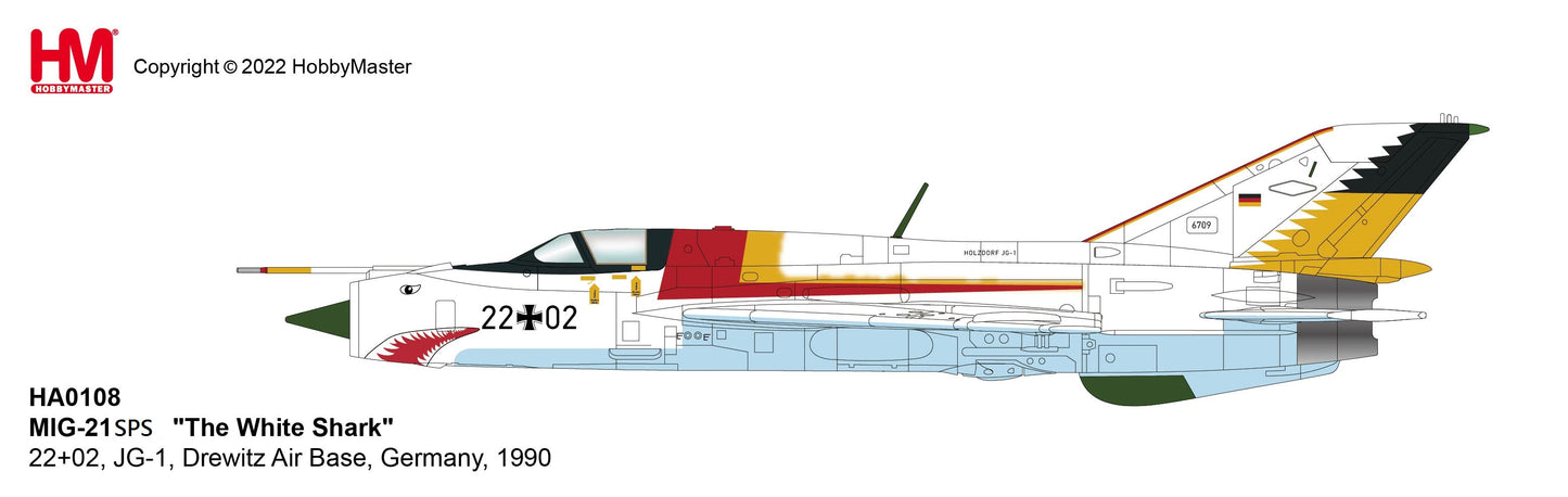 1/72 MIG-21SPS "The White Shark" 22+02 JG-1 Drewitz Air Base Germany 1990