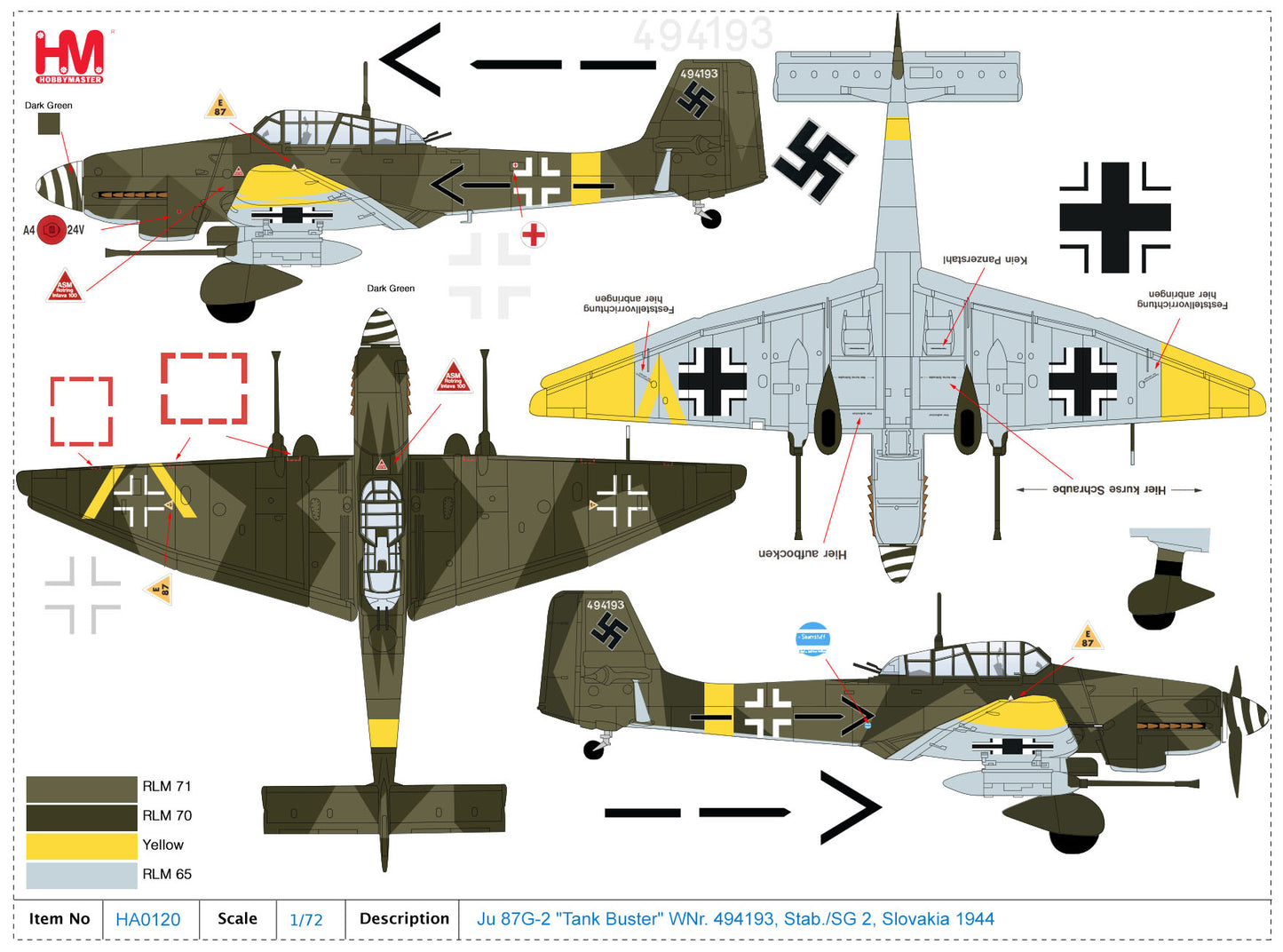 1/72 Ju 87G-2 "Tank Buster" WNr. 494193 Stab./SG 2 Slovakia 1944