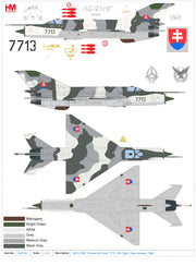 1/72 MIG-21MF "Slovak Air Force" 7713 4th Flight Sliac Airbase 1999