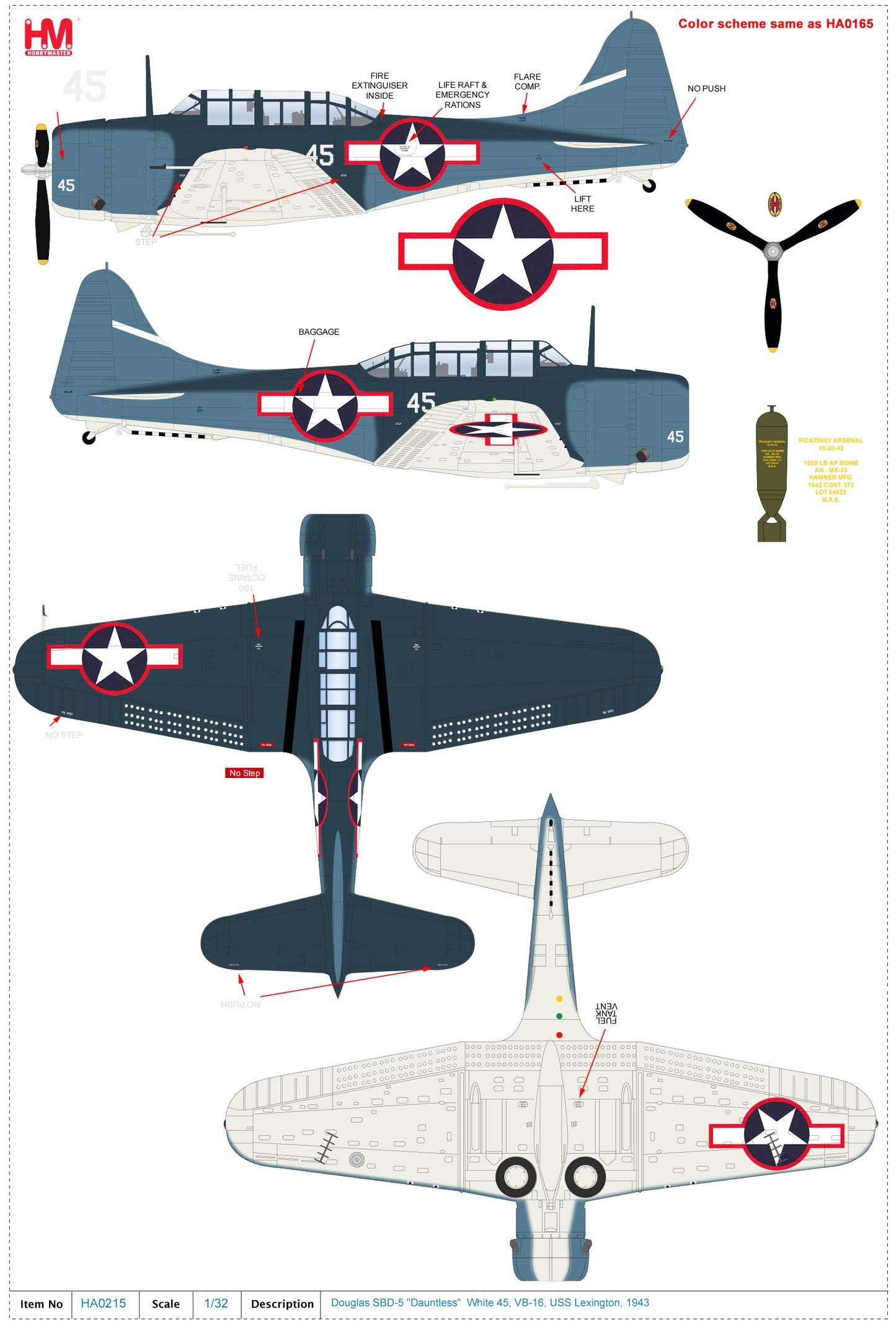 1/32 SBD-5 "Dauntless" White 45 VB-16 USS Lexington 1943