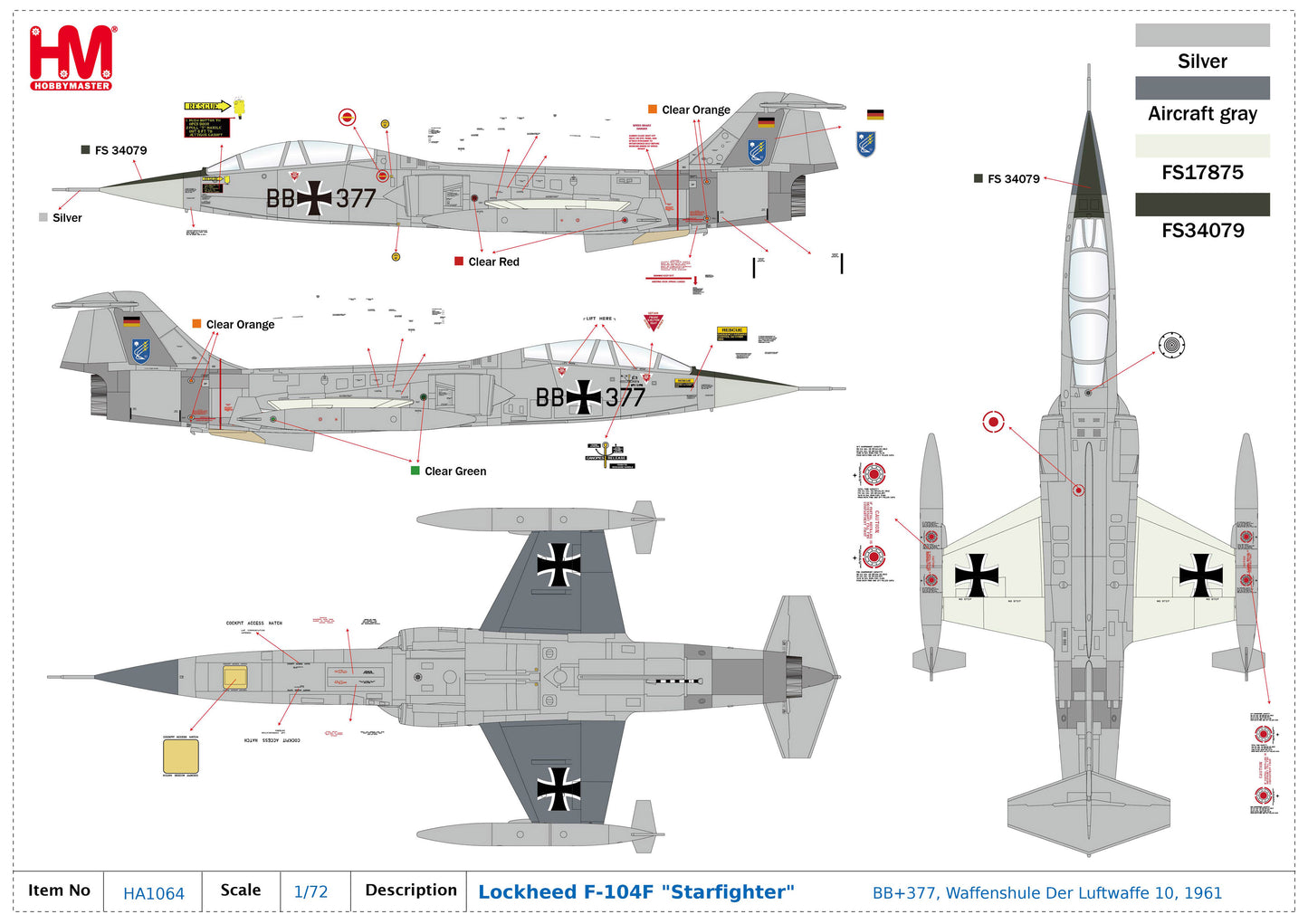 1/72 F-104F â€œStarfighterâ€� BB+377 Waffenschule der Luftwaffe 10 1961