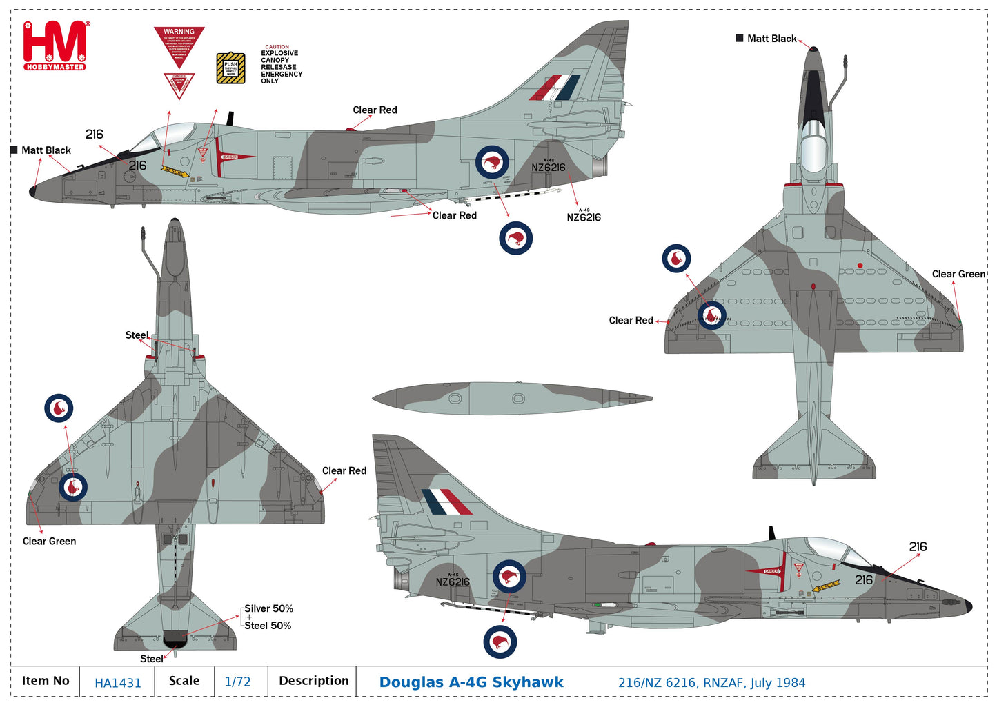 1/72 A4G Skyhawk 216/NZ 6216 RNZAF July 1984