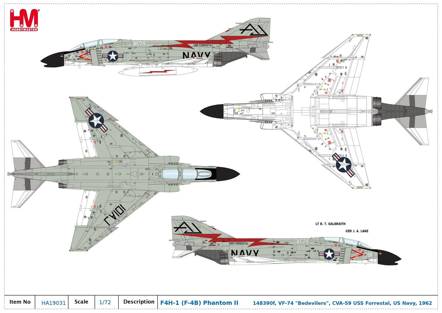 1/72 F-4H-1 (F-4B) Phantom II US Navy, 148381, VF-74 "Bedevilers", CVA-59 USS Forrestal, 1962