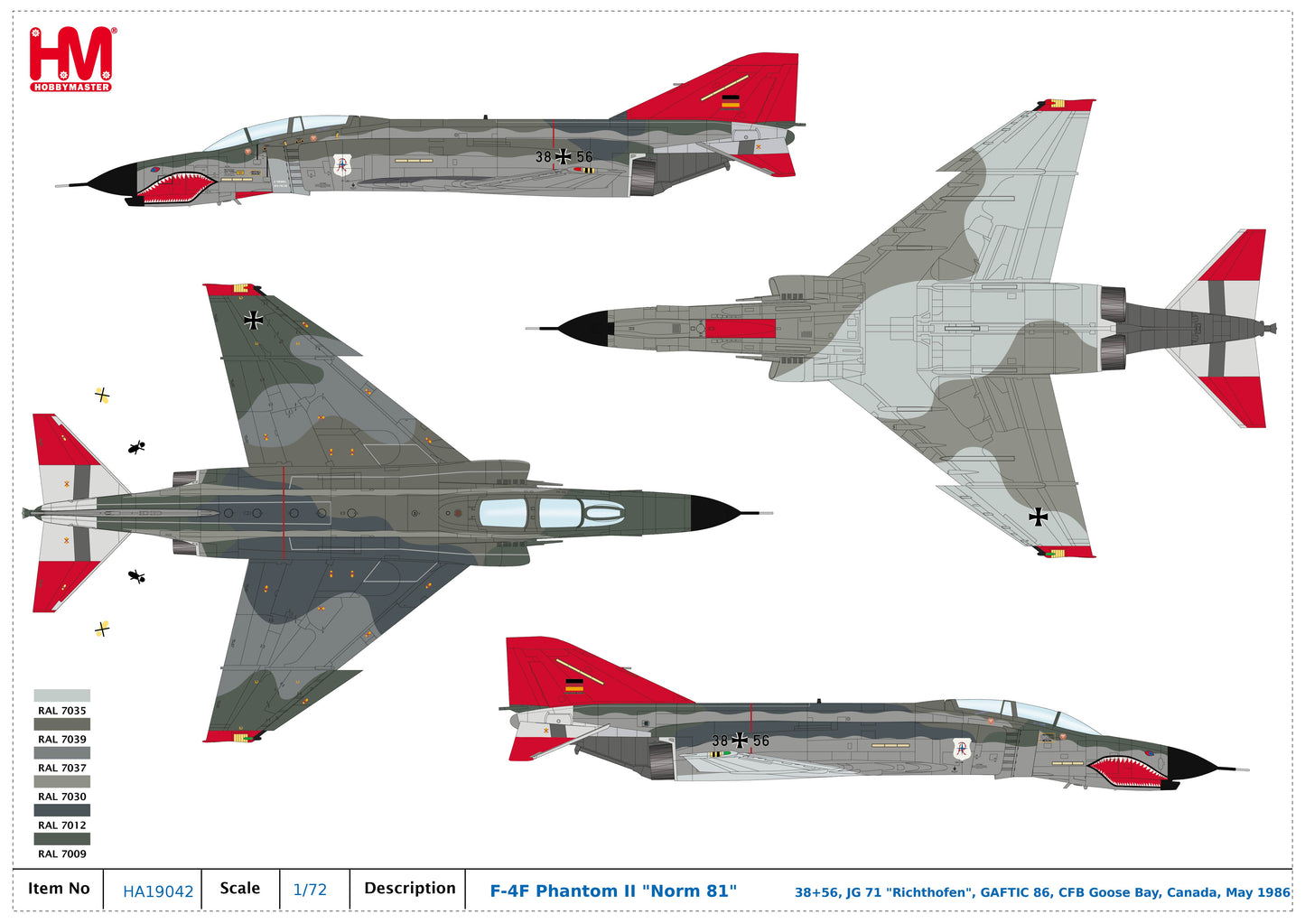 1/72 F-4F Phantom II "Norm 81" 38+56 JG 71 "Richthofen" GAFTIC 86 CFB Goose Bay Canada May 1986