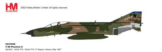 1/72 F-4E Phantom II 68-0531 163rd TFS 122nd TFG Ft Wayne Indiana May 1987