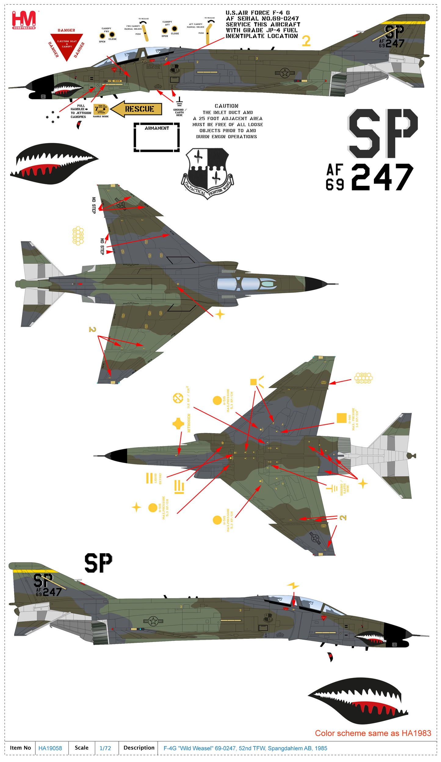 1/72Â F-4G "Wild Weasel" 69-0247 52nd TFW Spangdahlem AB 1985