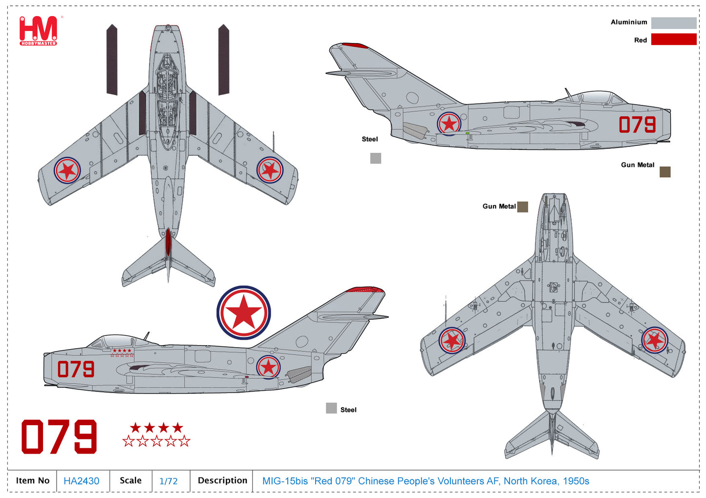 1/72 MIG-15bis "Red 079" Chinese People's Volunteers AF North Korea 1950s