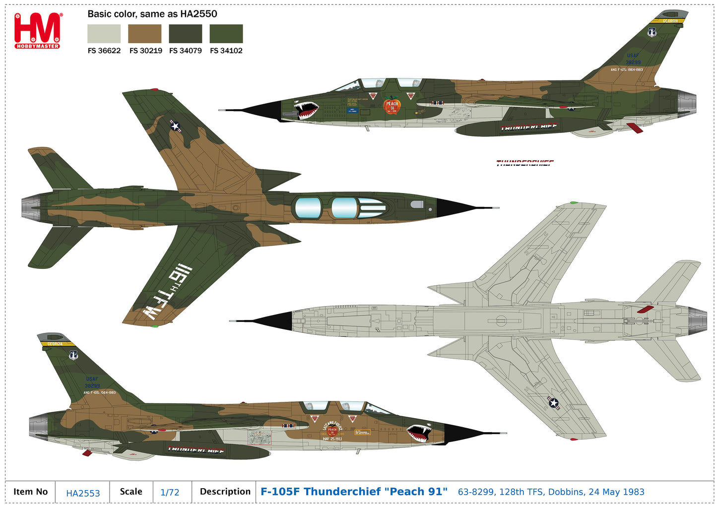 1/72 F-105F Thunderchief "Peach 91" 63-8299 128th TFS Dobbins 24 May 1983