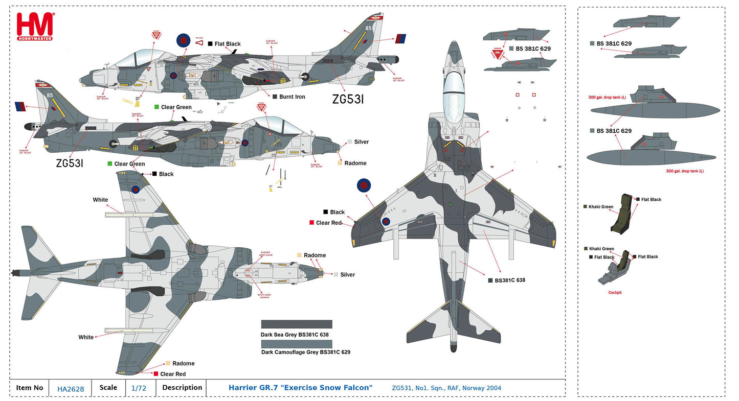 1/72 Harrier GR.7 â€œExercise Snow Falconâ€� ZG531 No1. Sqn. RAF Norway 2004