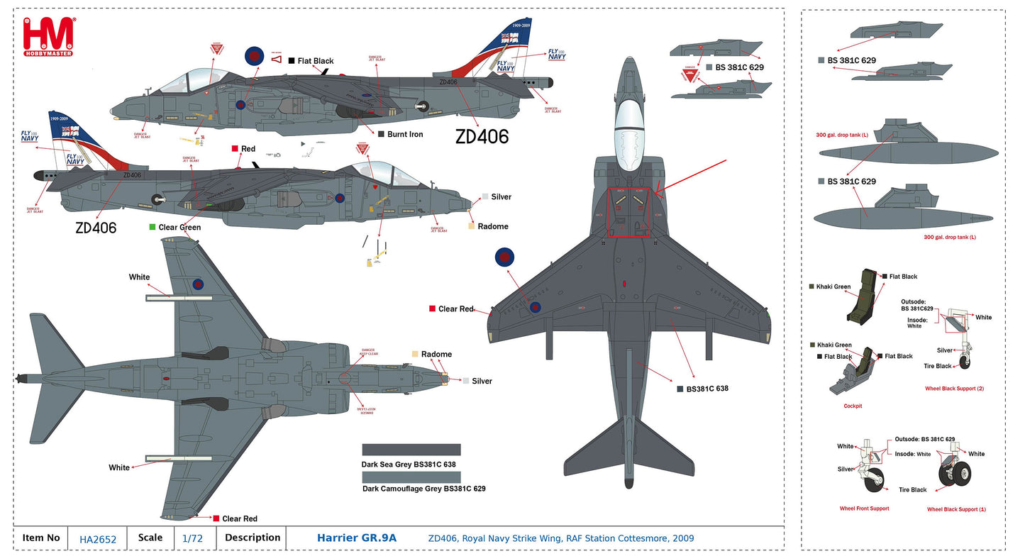 1/72 Harrier GR.9 ZD406 Royal Navy Strike Wing RAF Station Cottesmore 2009
