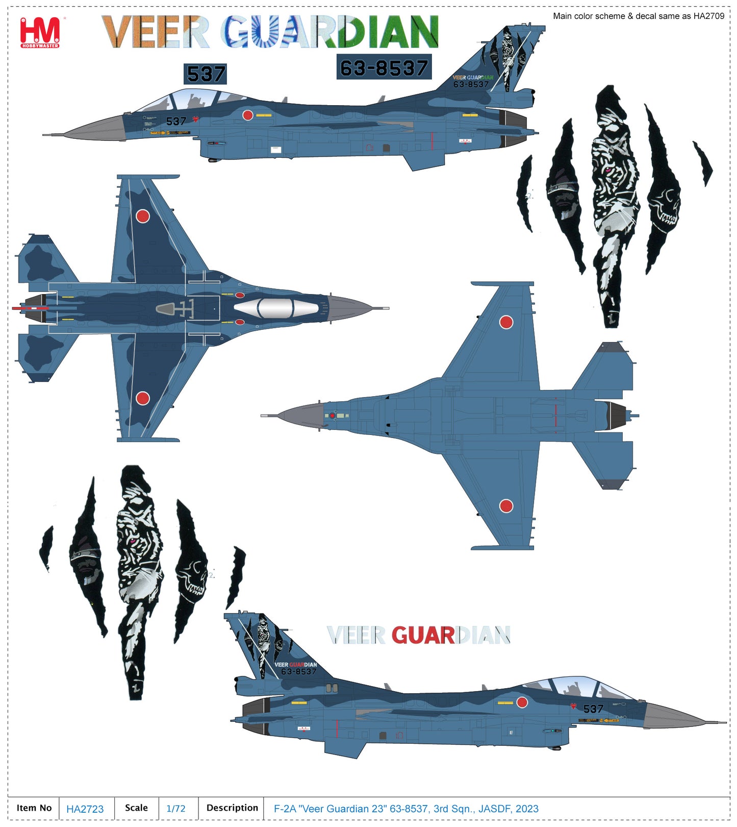 1/72 F-2A "Veer Guardian 23" 63-8537 3rd Sqn. JASDF 2023