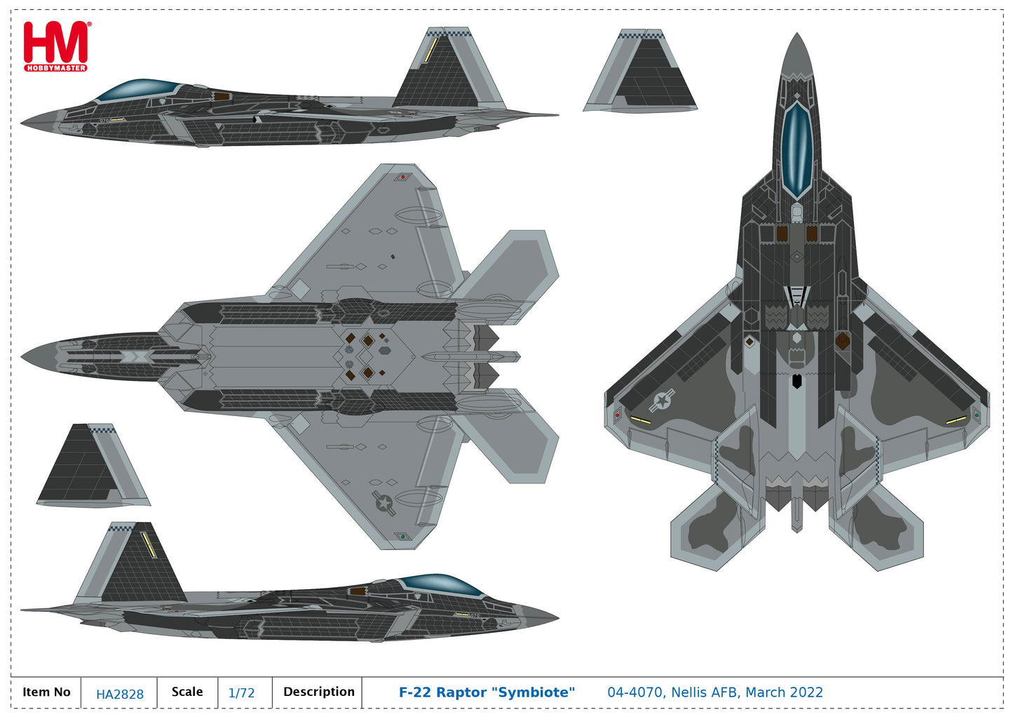 1/72Â F-22 Raptor "Symbiote" 04-4070 Nellis AFB March 2022