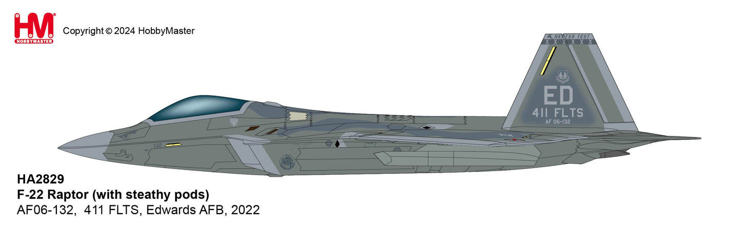 1/72 F-22 Raptor (with Steathy Pods) AF06-132 411 FLTS Edwards AFB 2022