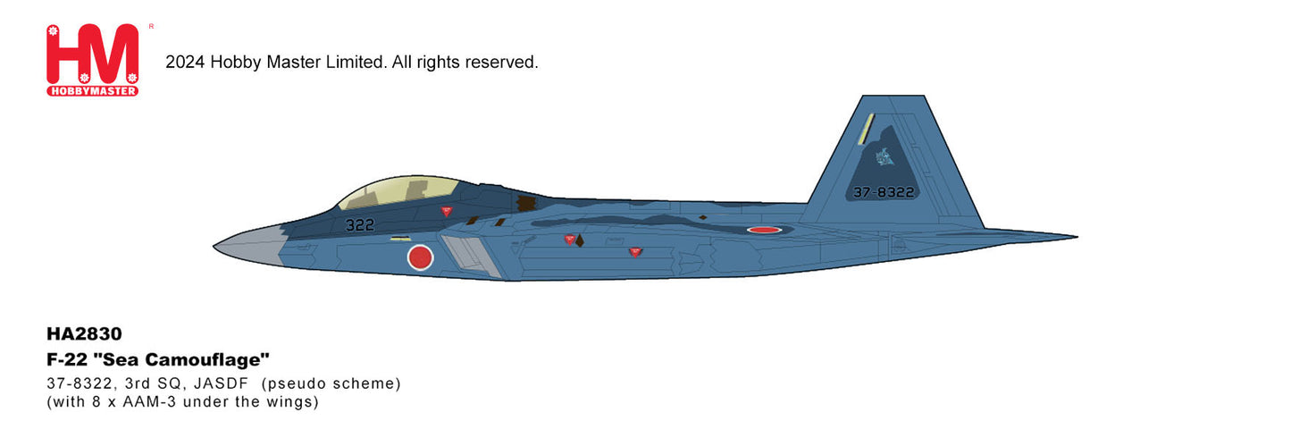 1/72 F-22 "Sea Camouflage" 37-8322 3rd SQ JASDF (Pseudo Scheme) (with 8 x AAM-3 Under the Wings)