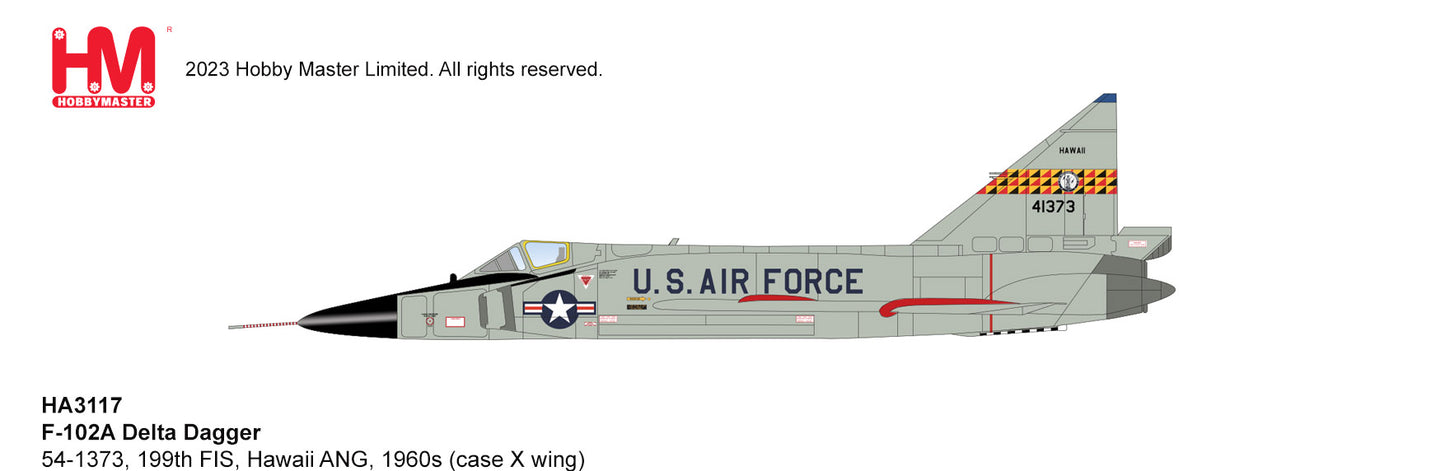 1/72 F-102A Delta Dagger 54-1373 199th FIS Hawaii ANG 1960s (Case X Wing)