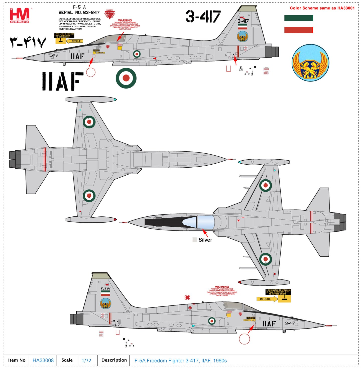 1/72 F-5A Freedom Fighter 3-417 IIAF 1960s