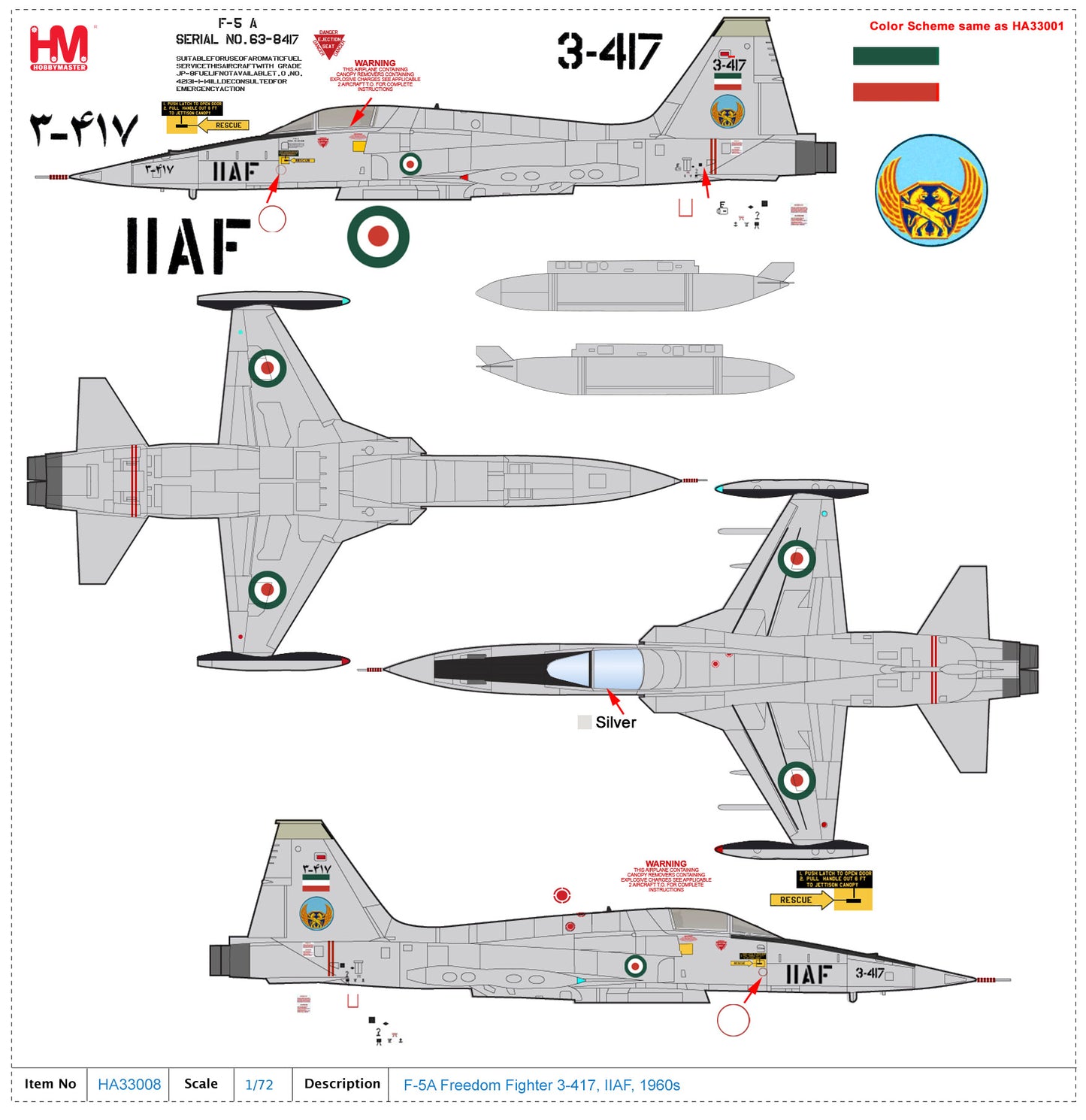 1/72 F-5A Freedom Fighter 3-417 IIAF 1960s