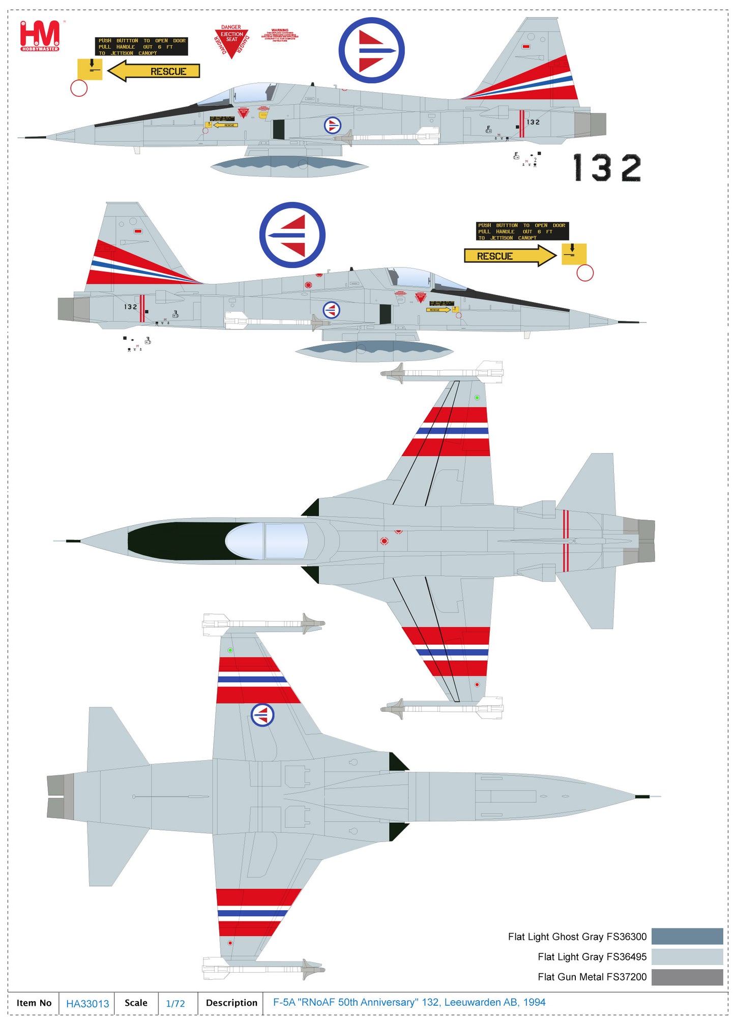 1/72 F-5A "RNoAF 50th Anniversary" 132 Leeuwarden AB 1994