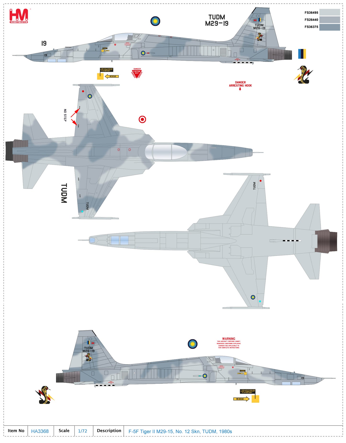 1/72 RF-5E "Tiger Eye" M29-19 No. 11 Skn. TUDM 1980s