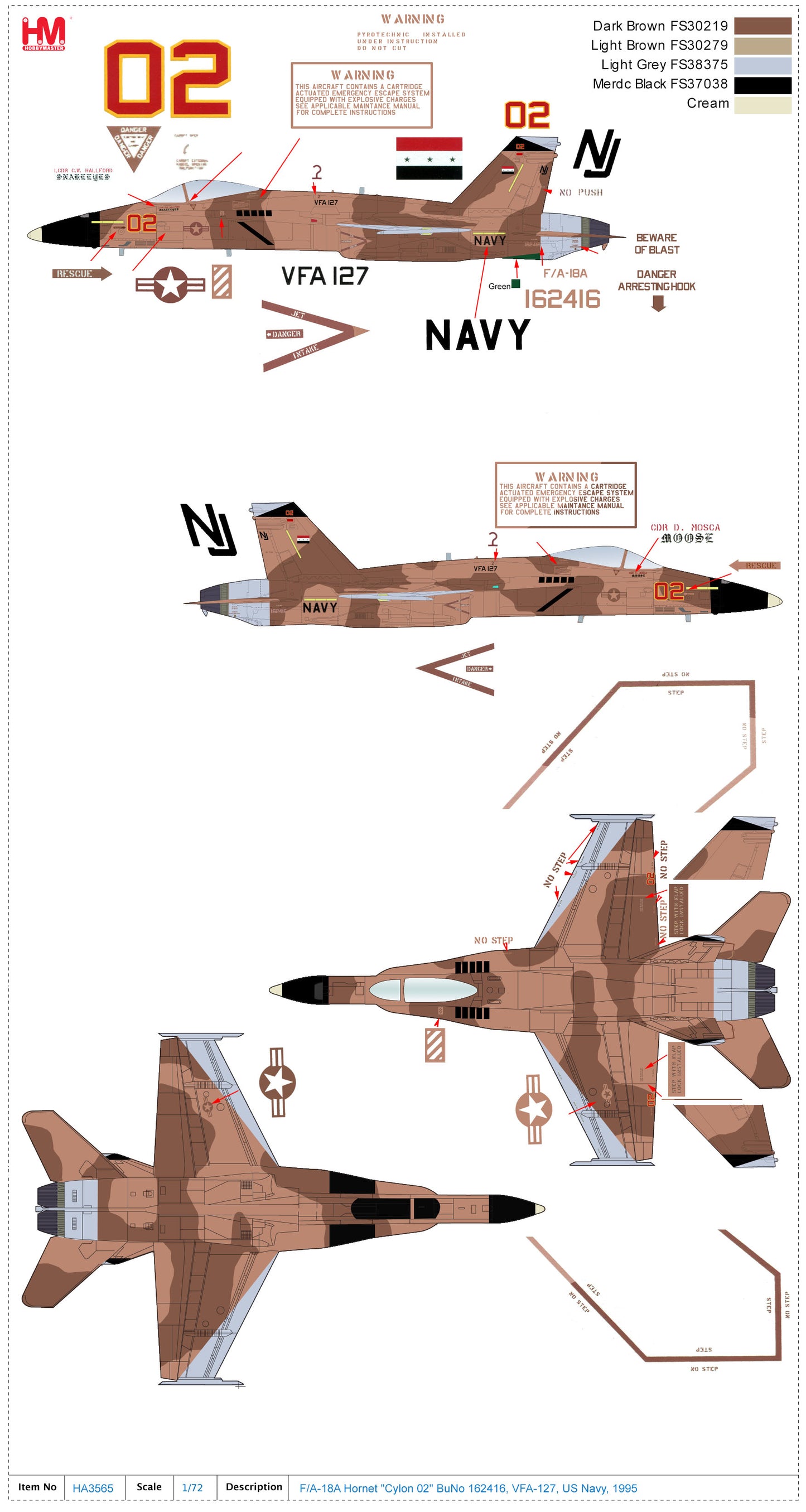 1/72 F/A-18A Hornet â€œCylon 02â€� BuNo 162416 VFA-127 US Navy 1995