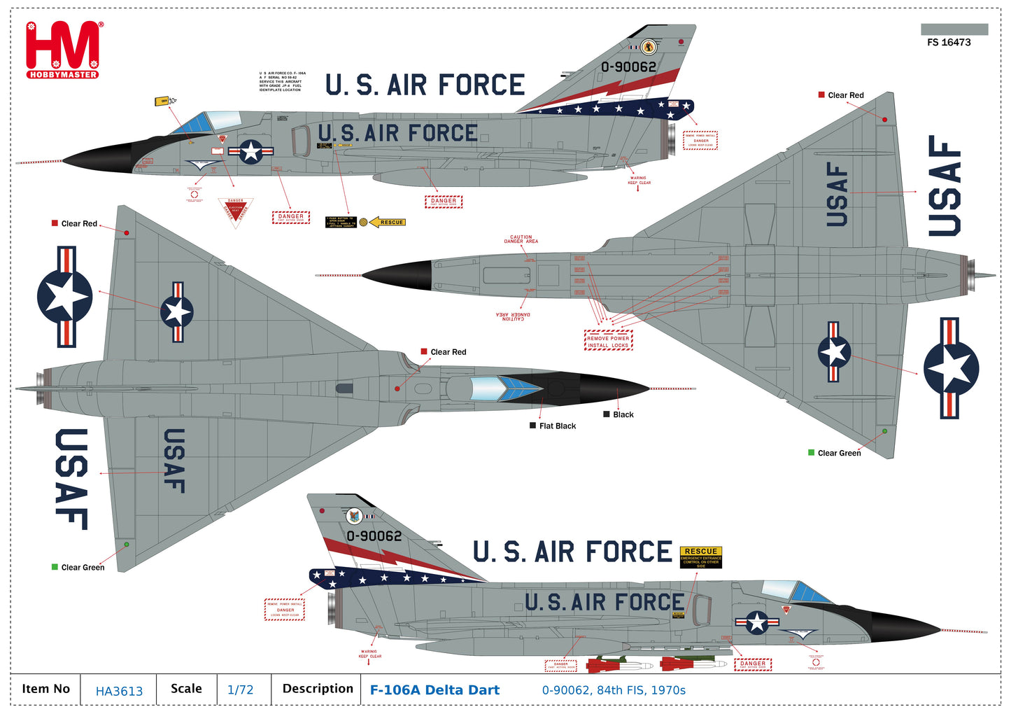 1/72 F-106A Delta Dart 0-90062 84th FIS 1970s