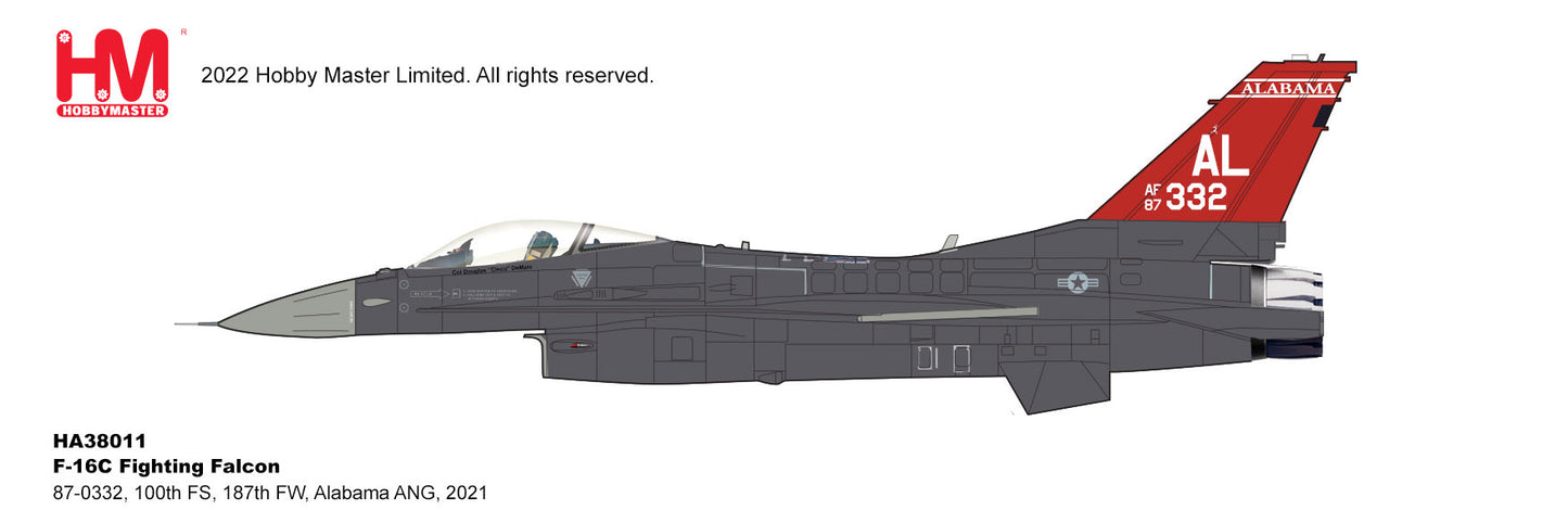 1/72 F-16C Fighting Falcon 87-0332 100th FS 187th FW Alabama ANG 2021