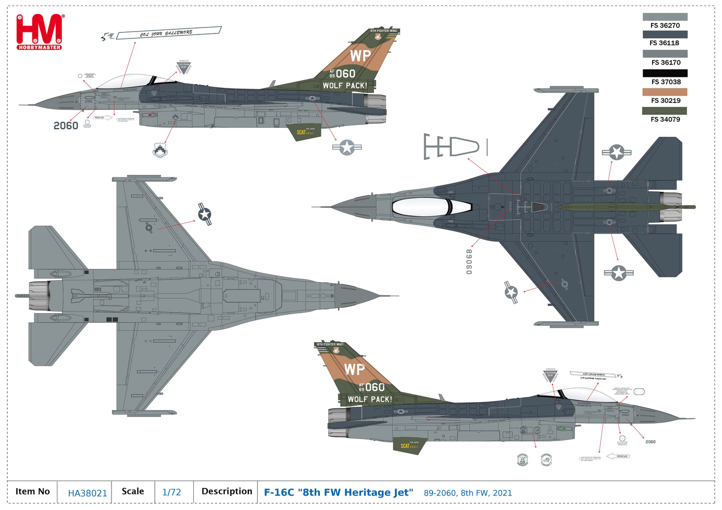 1/72 F-16C "8th FW Heritage Jet" 89-2060 8th FW 2021