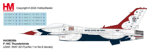 1/72 F-16C Thunderbirds USAF RIAT 2017 (with No.1 to No.6 Decals)