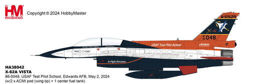 1/72 X-62A VISTA 86-0048 USAF Test Pilot School Edwards AFB May 2 2024 (with 2 x ACMI Pod (Wing Tip) + 1 Center Fuel Tank)