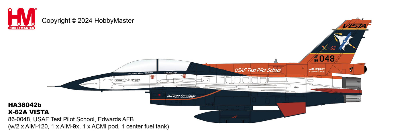 1/72X-62A VISTA 86-0048 USAF Test Pilot School Edwards AFB (with 2 x AIM-120 (Wing Tip) 1 x AIM-9x 1 x ACMI Pod 1 Center Fuel Tank)