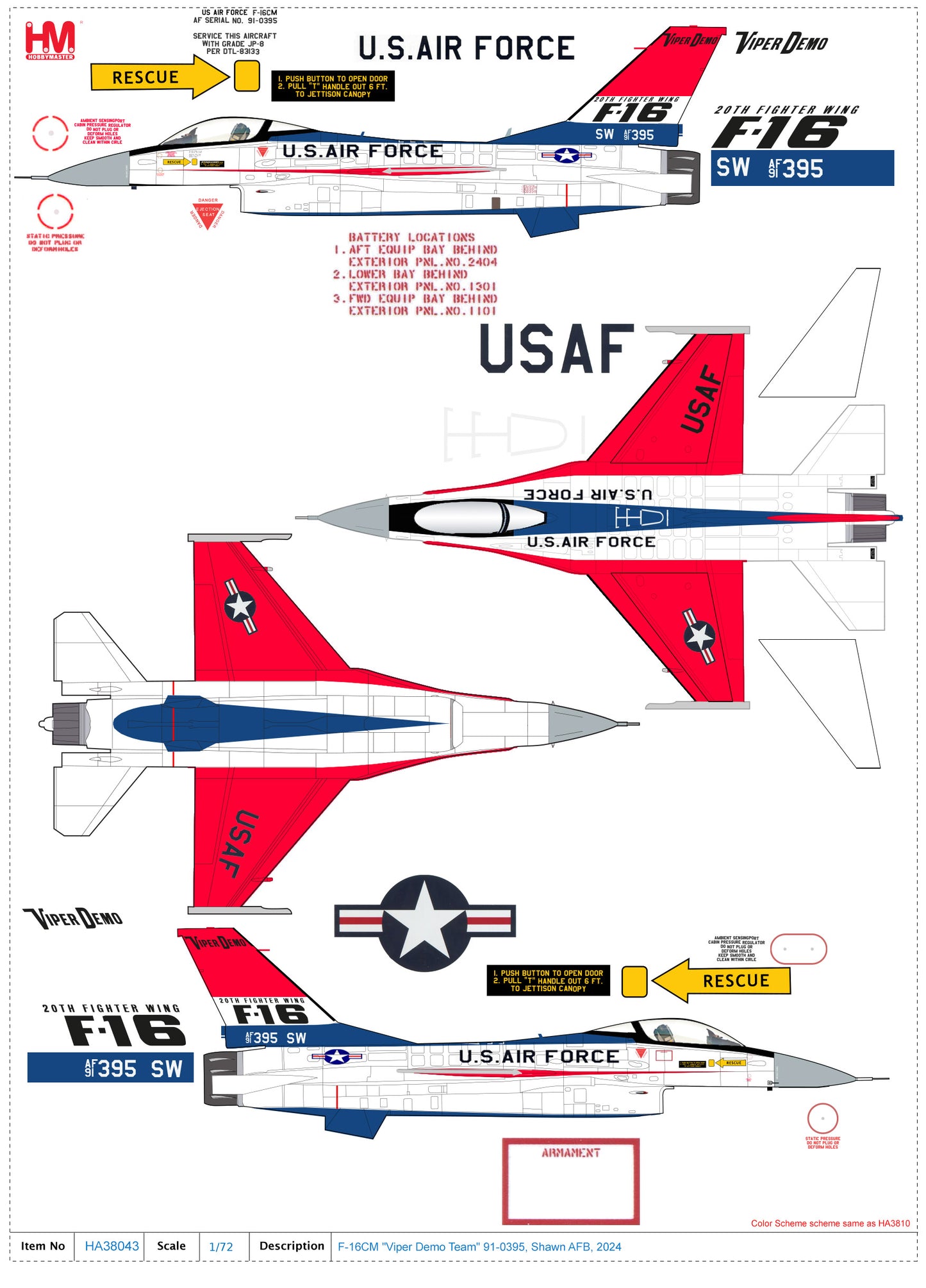 1/72 F-16CM "Viper Demo" 91-0395 Shawn AFB 2024