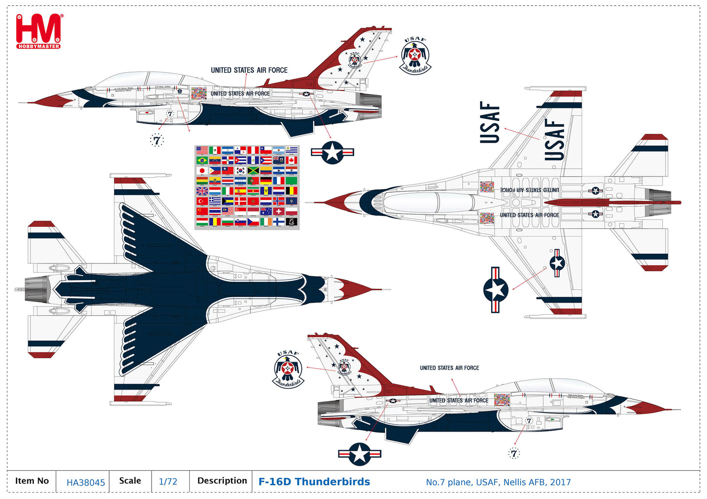 1/72 F-16D Thunderbirds No.7 plane USAF Nellis AFB 2017