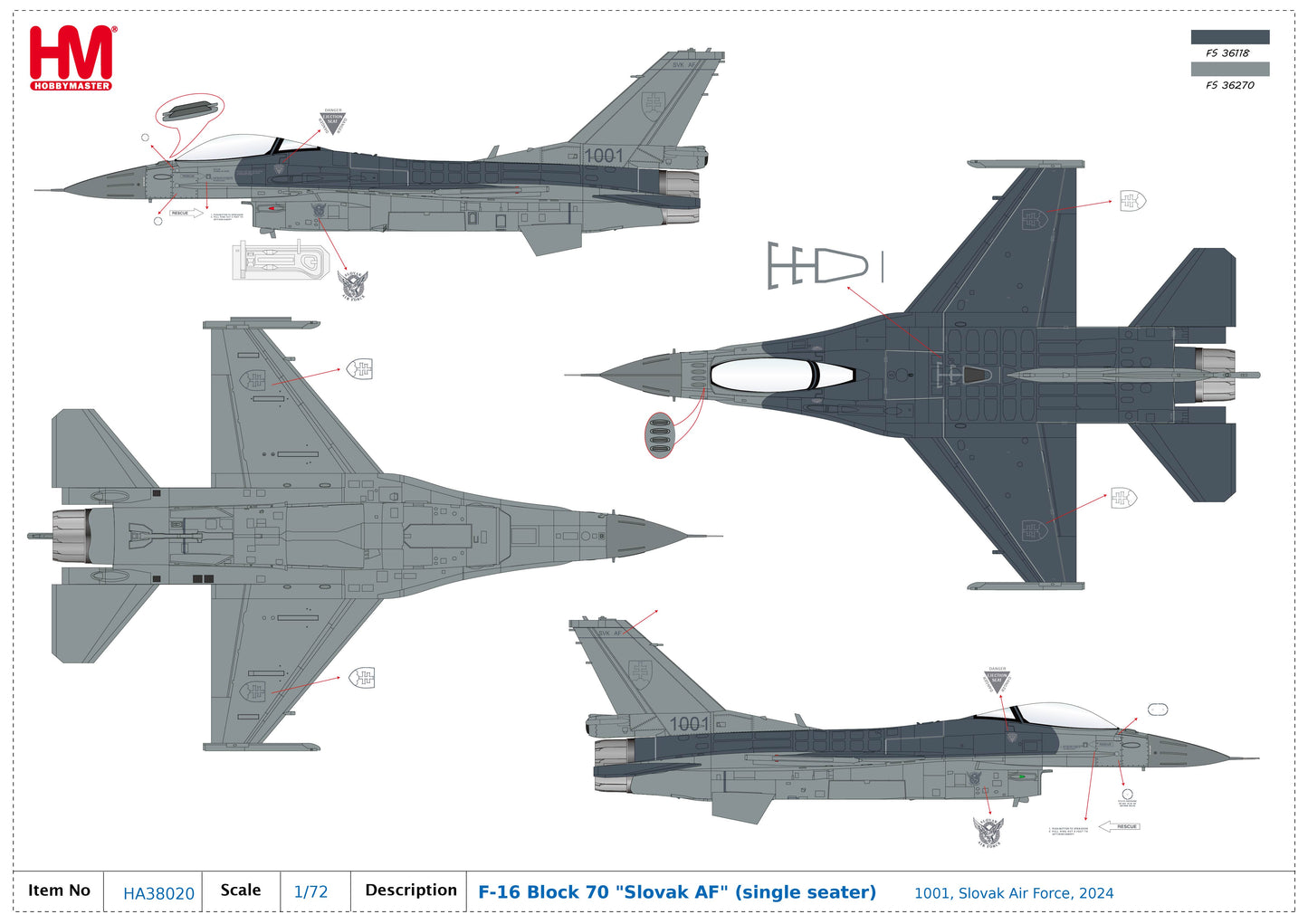 1/72 F-16 Block 70 "Slovak AF" (single seater) 1001 Slovak Air Force 2024