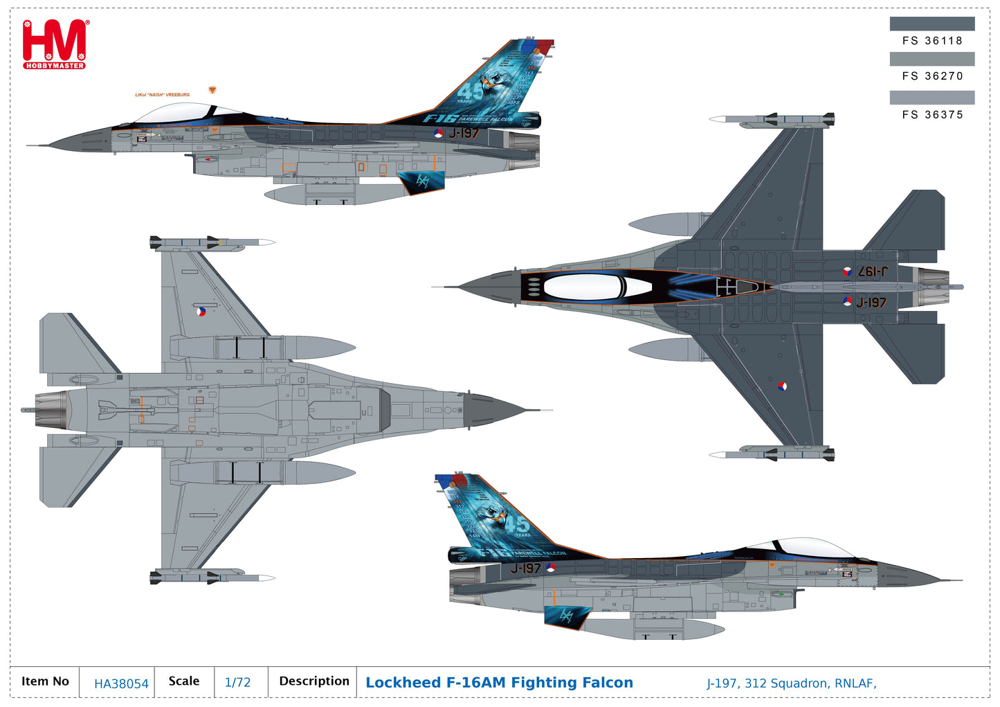 1/72 F-16AM J-197 RNLAF 2024 "Final Flight"