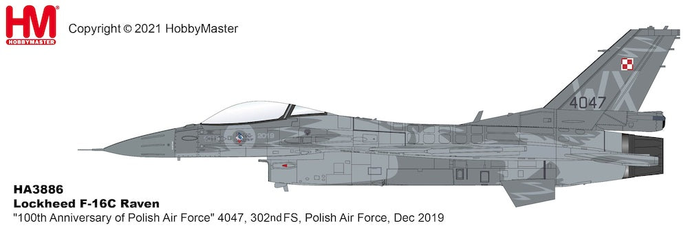 1/72 F-16C Raven "100th Anniversary of Polish Air Force" 4047 302nd FS Polish Air Force December 2019