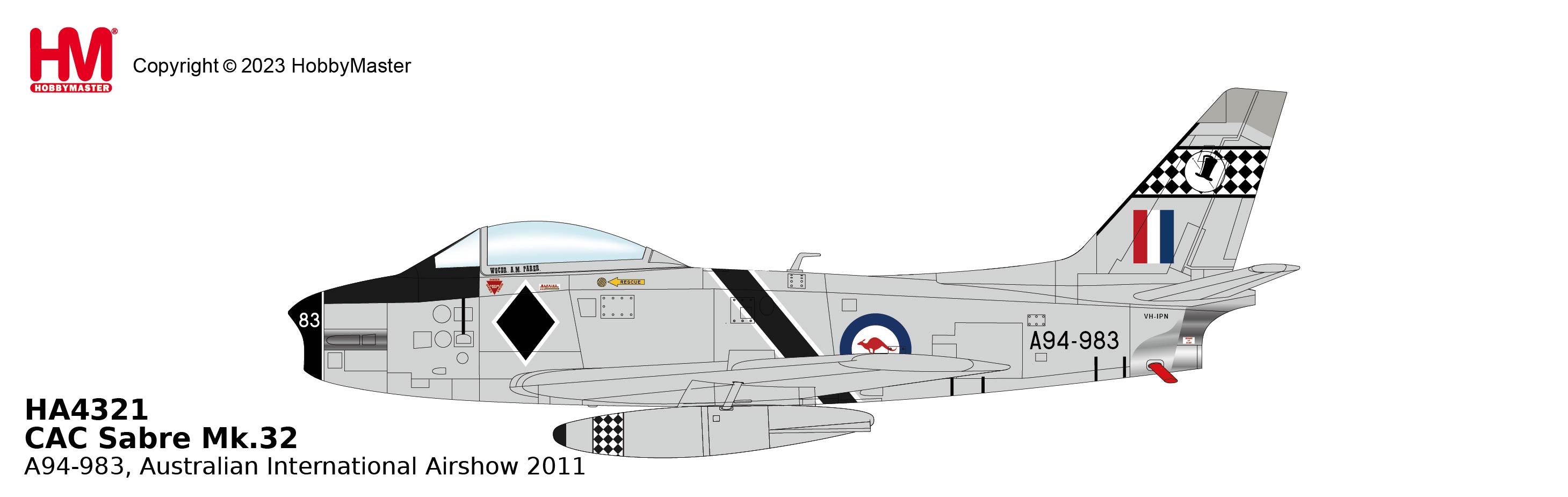 1/72 A94-983 Sabre Mk.32 75 Squadron "Black Diamonds" RAAF (with 2 x AIM-9B)