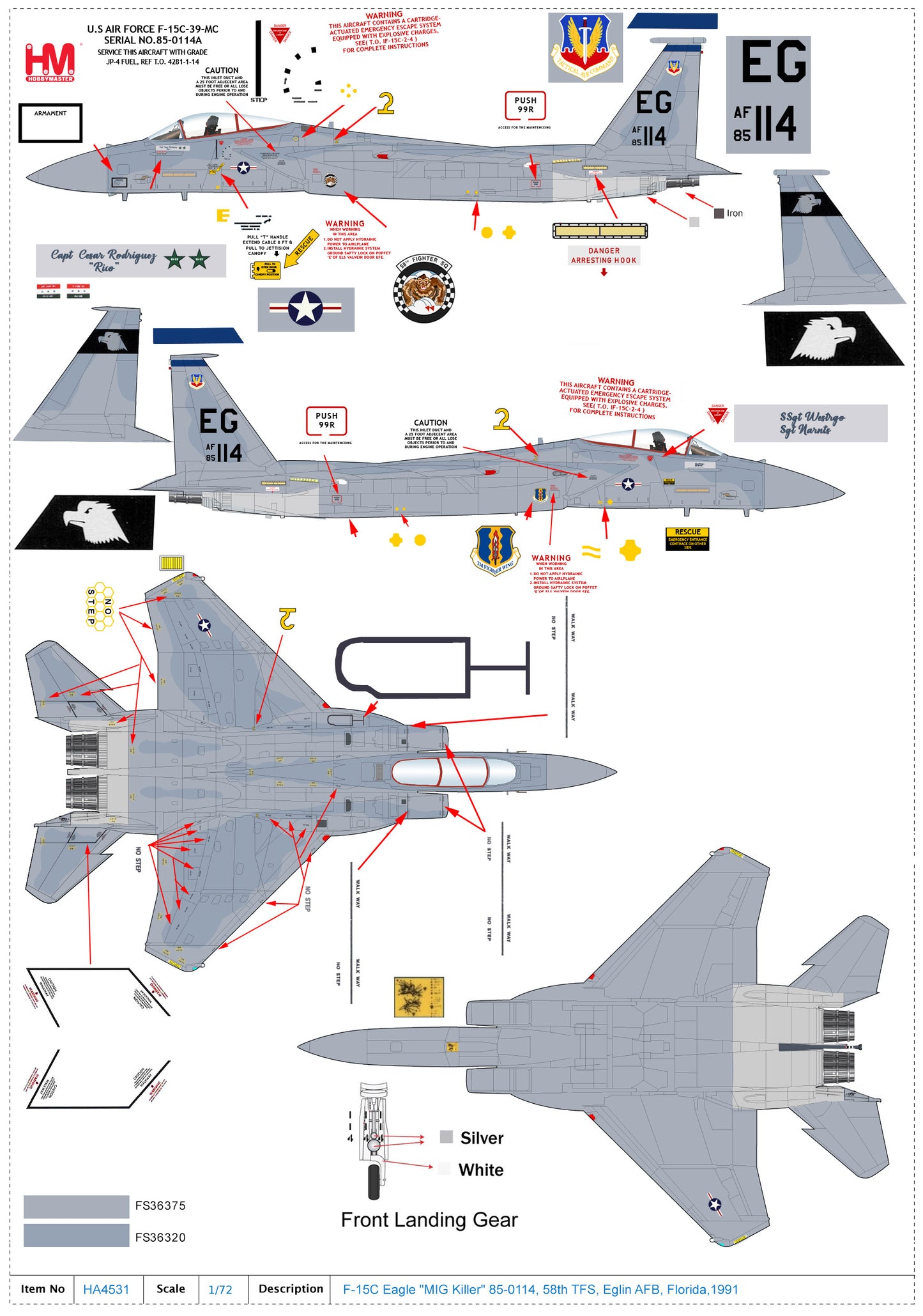 1/72 F-15C Eagle "MIG Killer" 85-0114 58th TFS Eglin AFB Florida1991