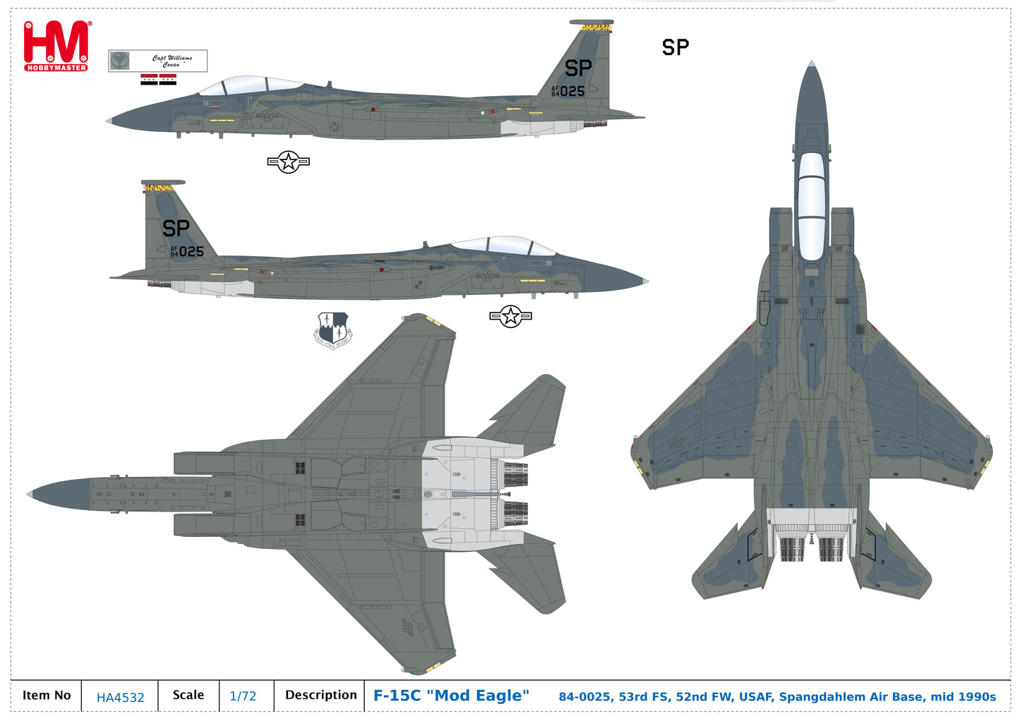 1/72 F-15C "Mod Eagle" 84-0025 53rd FS 52nd FW USAF Spangdahlem Air Base Mid 1990s