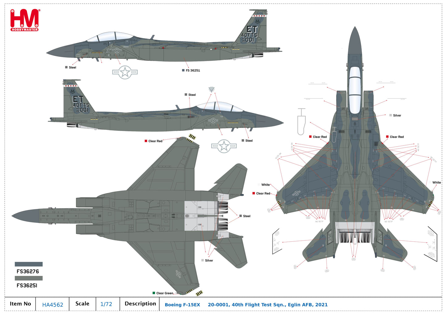 1/72 F-15EX 20-0001 40th Flight Test Sqn. Eglin AFB 2021