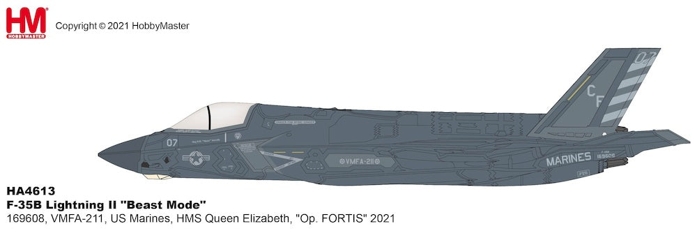 1/72 F-35B Lightning II "Beast Mode" 169608 VMFA-211 US Marines HMS Queen Elizabeth "Op. FORTIS" 2021