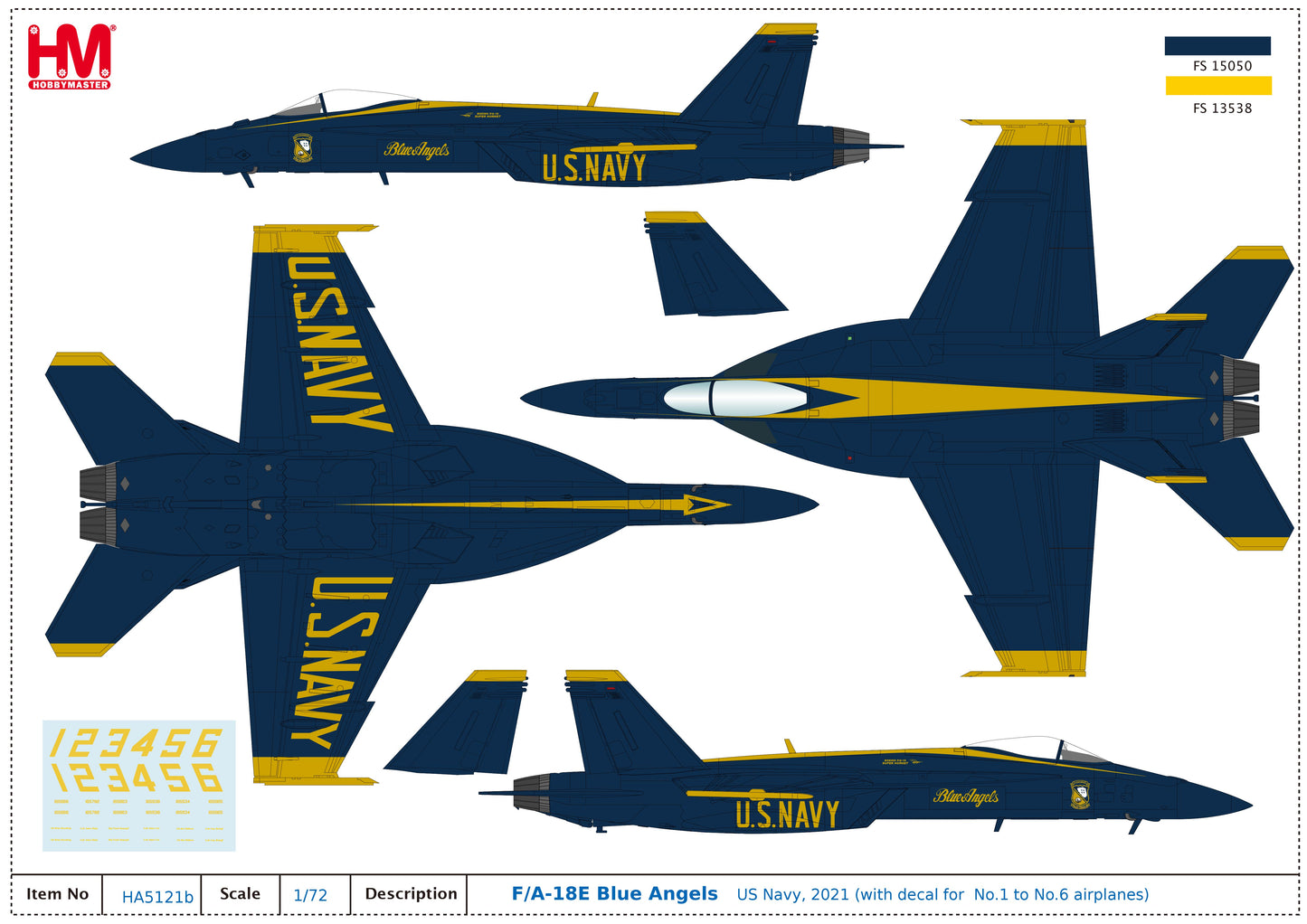 1/72 F/A-18E Blue Angels US Navy 2021 (with Decals for No.1 to No. 6 Airplanes)