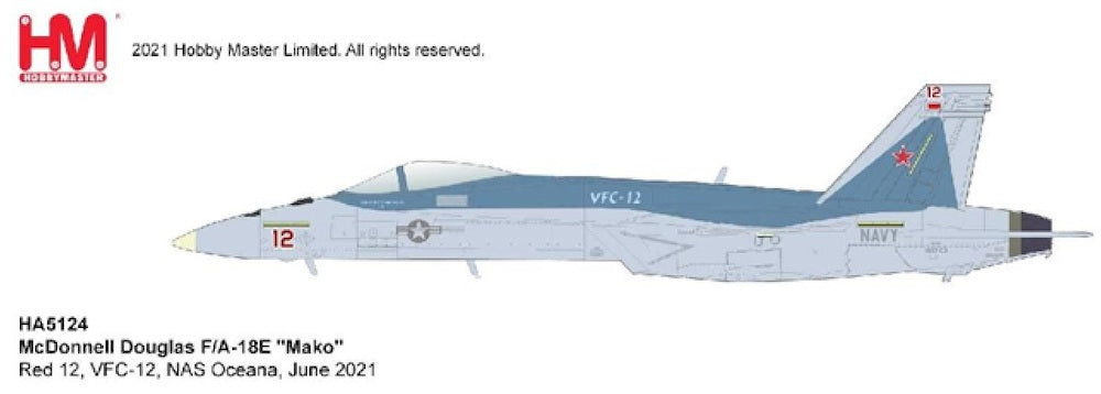1/72 F/A-18E Super Hornet US Navy "Mako" Red 12 VFC-12 NAS Oceana June 2021