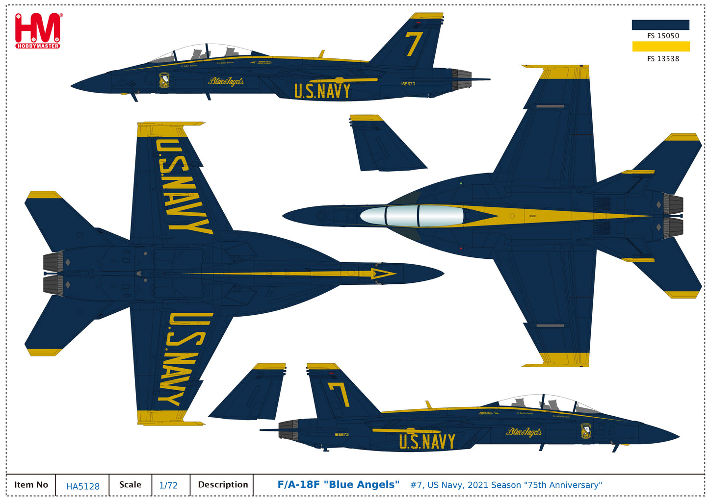 1/72 F/A-18F "Blue Angels" #7 US Navy 2021 Season "75th Anniversary"