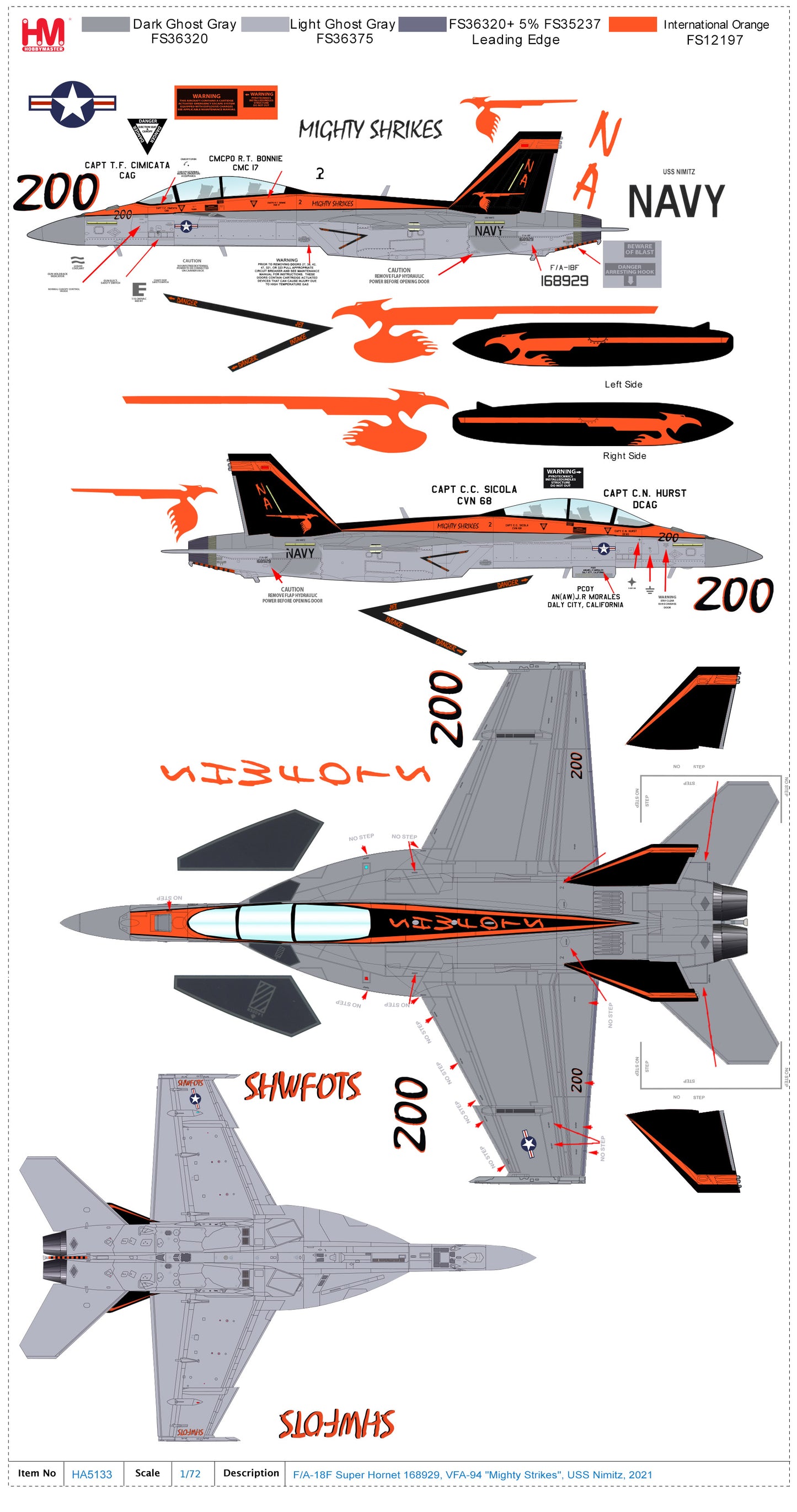 1/72 F/A-18F Super Hornet 168929 VFA-94 "Mighty Shrikes" USS Nimitz 2021