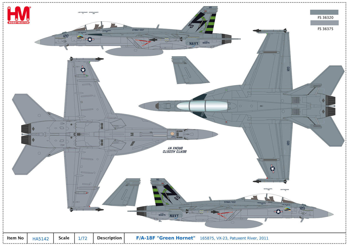 1/72 F/A-18F "Green Hornet" 165875 VX-23 Patuxent River 2011