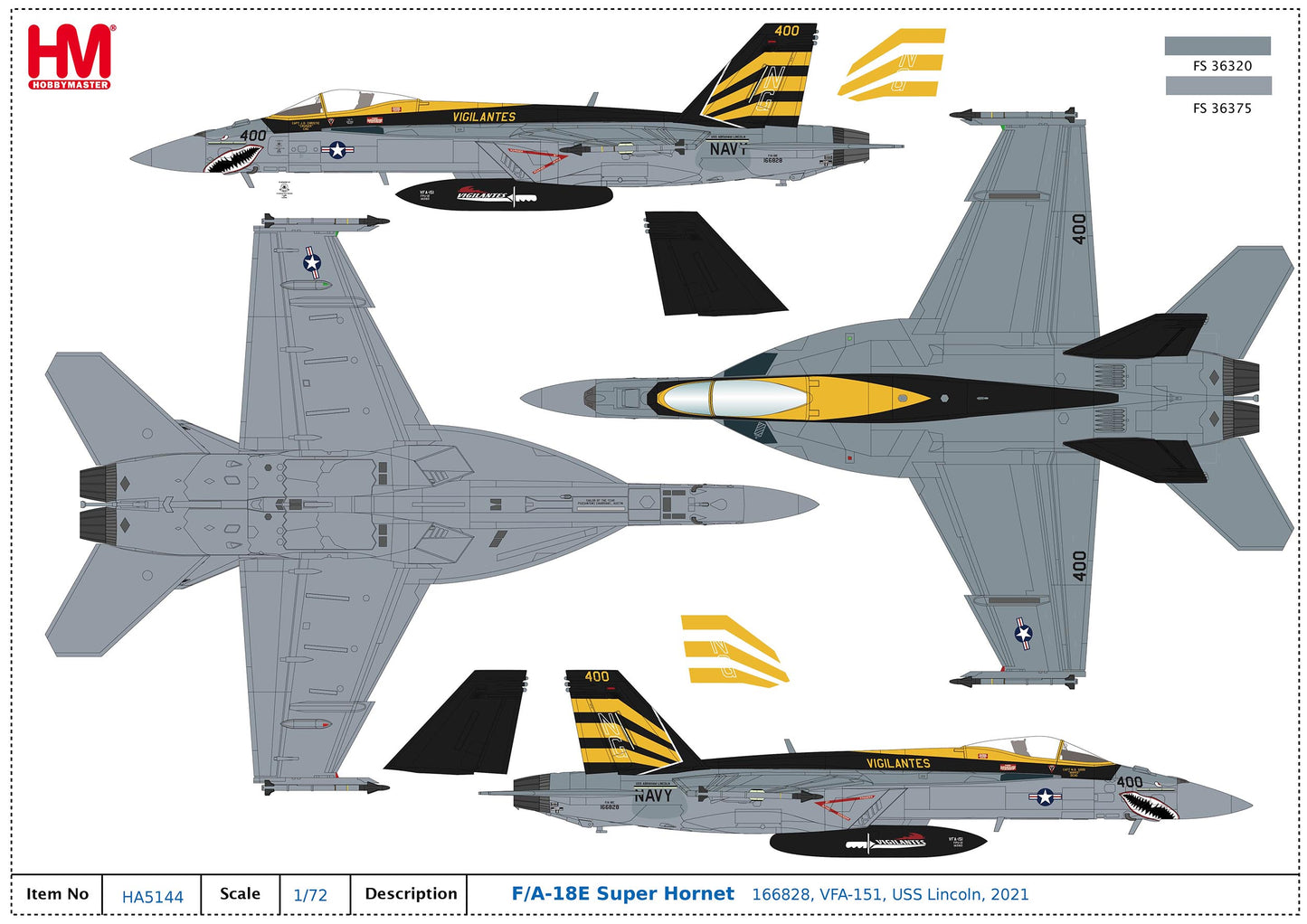 1/72 F/A-18E Vigilantes 166828 VFA-151 USS Lincoln 2021
