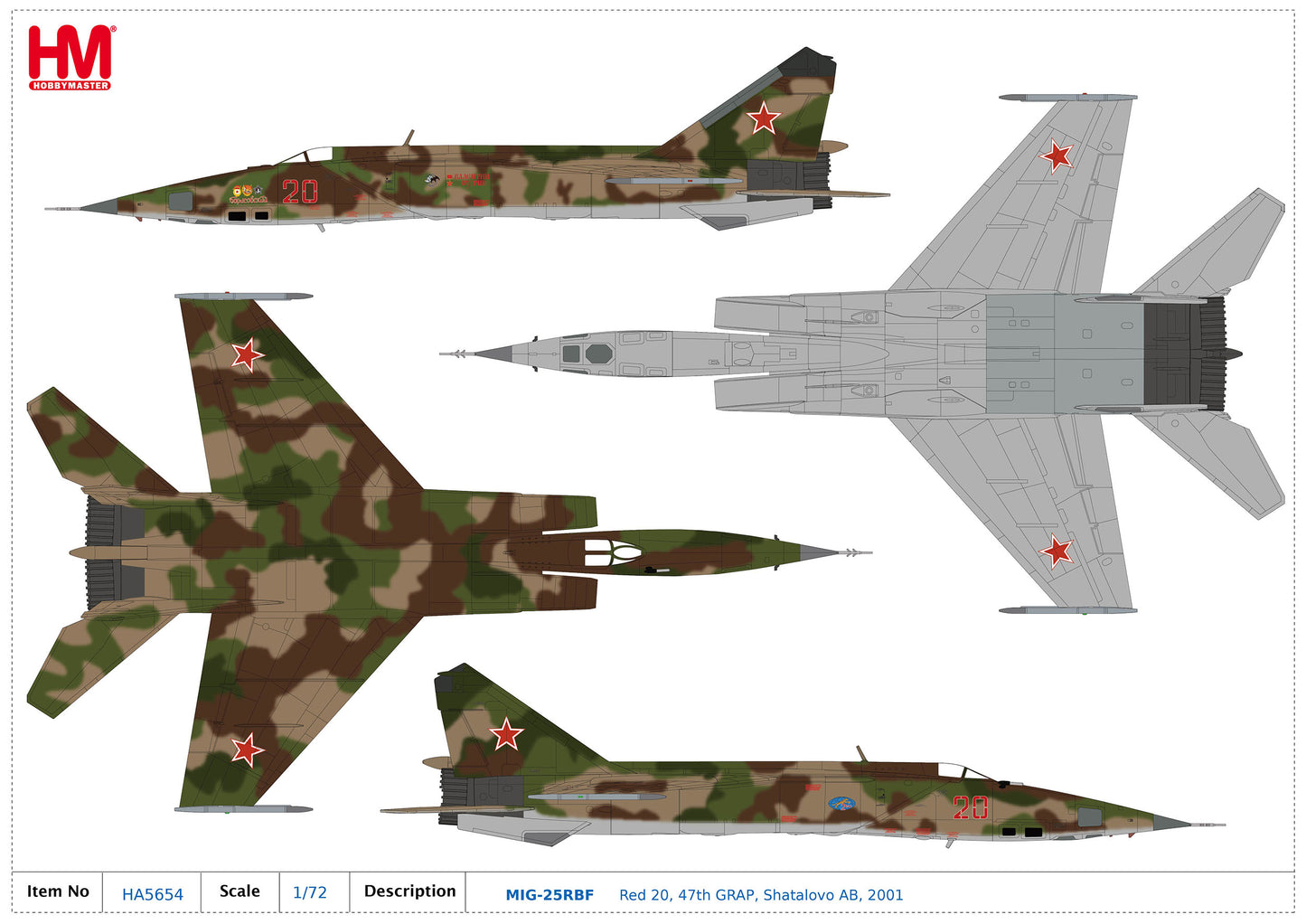 1/72 MIG-25RBF Red 20 47th GRAP Shatalovo AB 2001