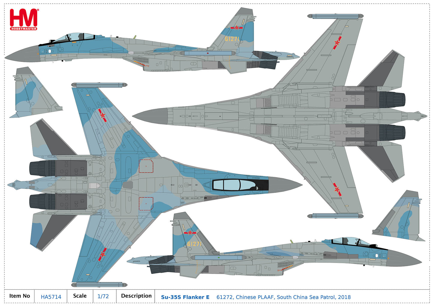 1/72 Su-35S Flanker E 61271 PLAAF China (w/ 2 x PL-17 4 x R-77M)