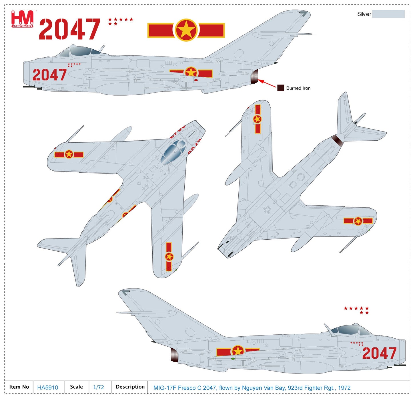 1/72 MiG-17 Fresco C 2047 flown by Nguyen Van Bay 923rd Fighter Rgt. 1972