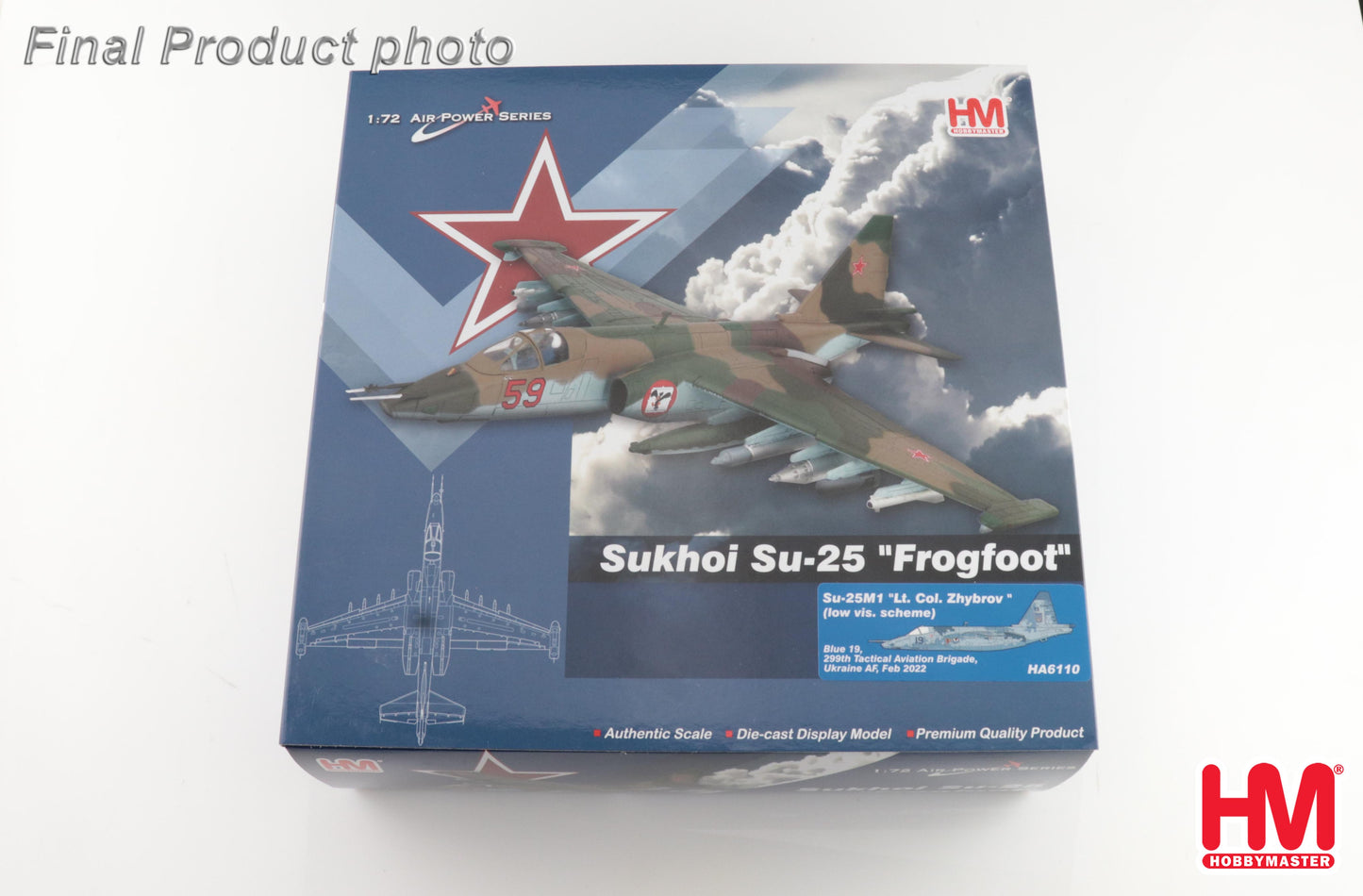 1/72 Su-25M1 "Lt. Col. Zhybrov "(Low Visibility Scheme) Blue 19 299th Tactical Aviation Brigade Ukraine AF Feb 2022 (with 2 x KH-25ML 4 x S-24B)
